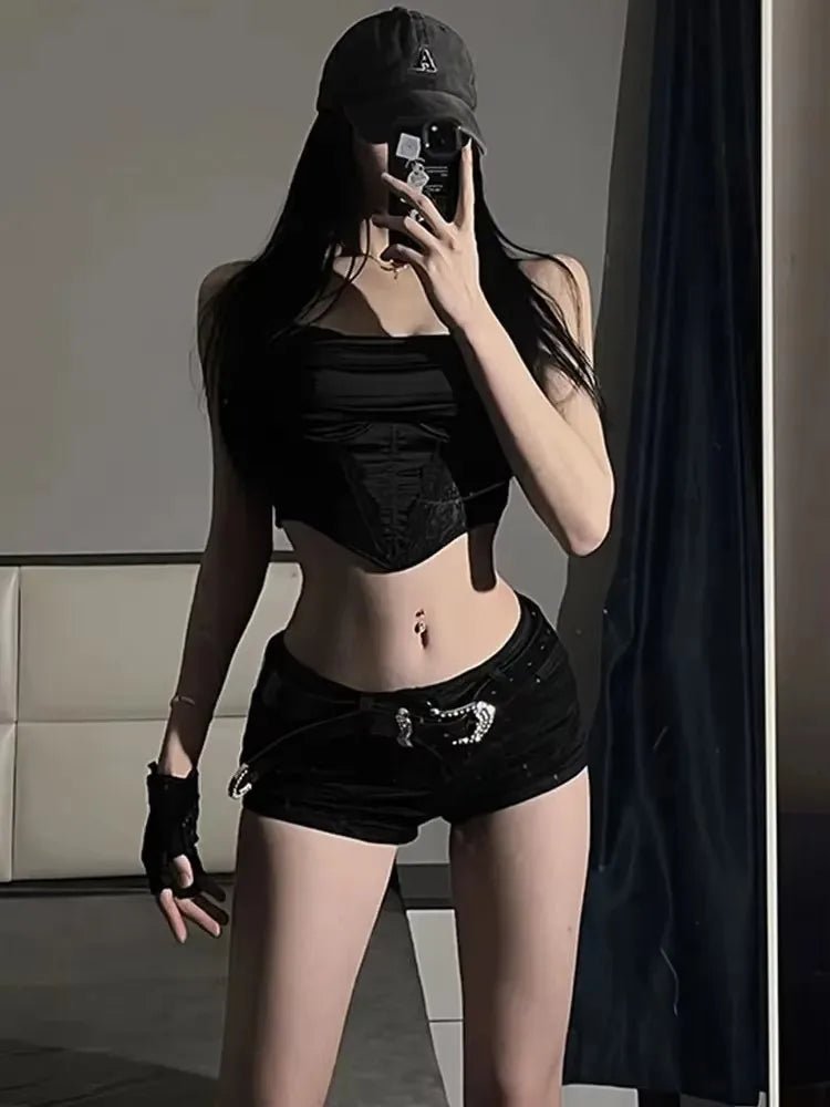 Women's Denim Mini Shorts New European Style Trendy Trousers Popular Button Sheath Night Club - Chrissy's Eye