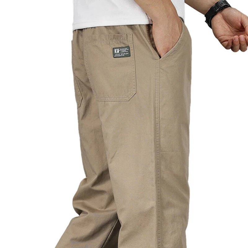 Big Size Mens Casual Pants Relaxed Fit Cotton Trousers Elastic Waist Drawstring Sweatpants Mens Jogger Pants Summer Spring - Chrissy's Eye