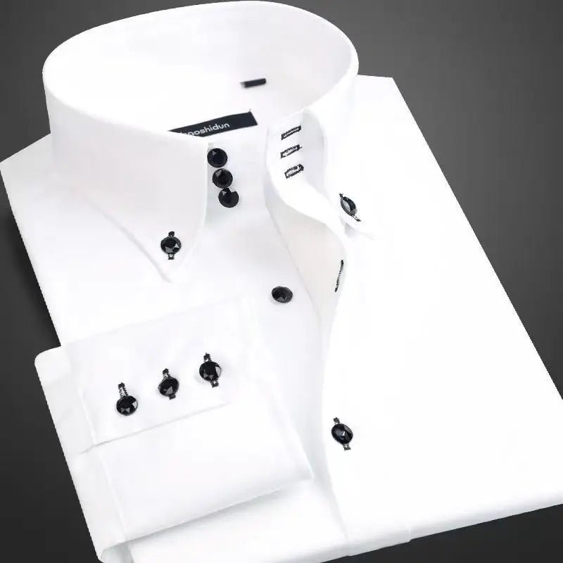 Dress Shirt for Men Button-down Collared Formal Business Long Sleeve Casual Fashion Slim Fit - Chrissy's Eye