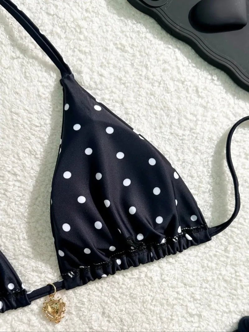 Sexy Bikini Set Black White Polka Dot 2 Piece Swimsuit for Women American Style Beach Bikini - Chrissy's Eye