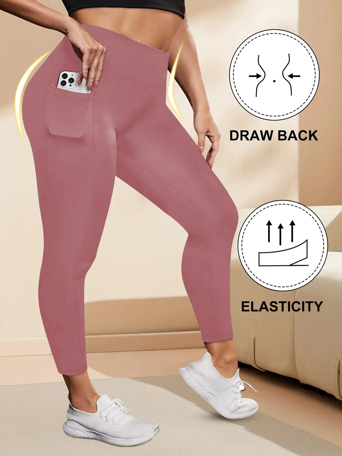 Women's High-Waisted Yoga Pants Plus Size Butt-Lifting Workout Leggings with Pockets Elastic Activewear for Gym & Running - Chrissy's Eye
