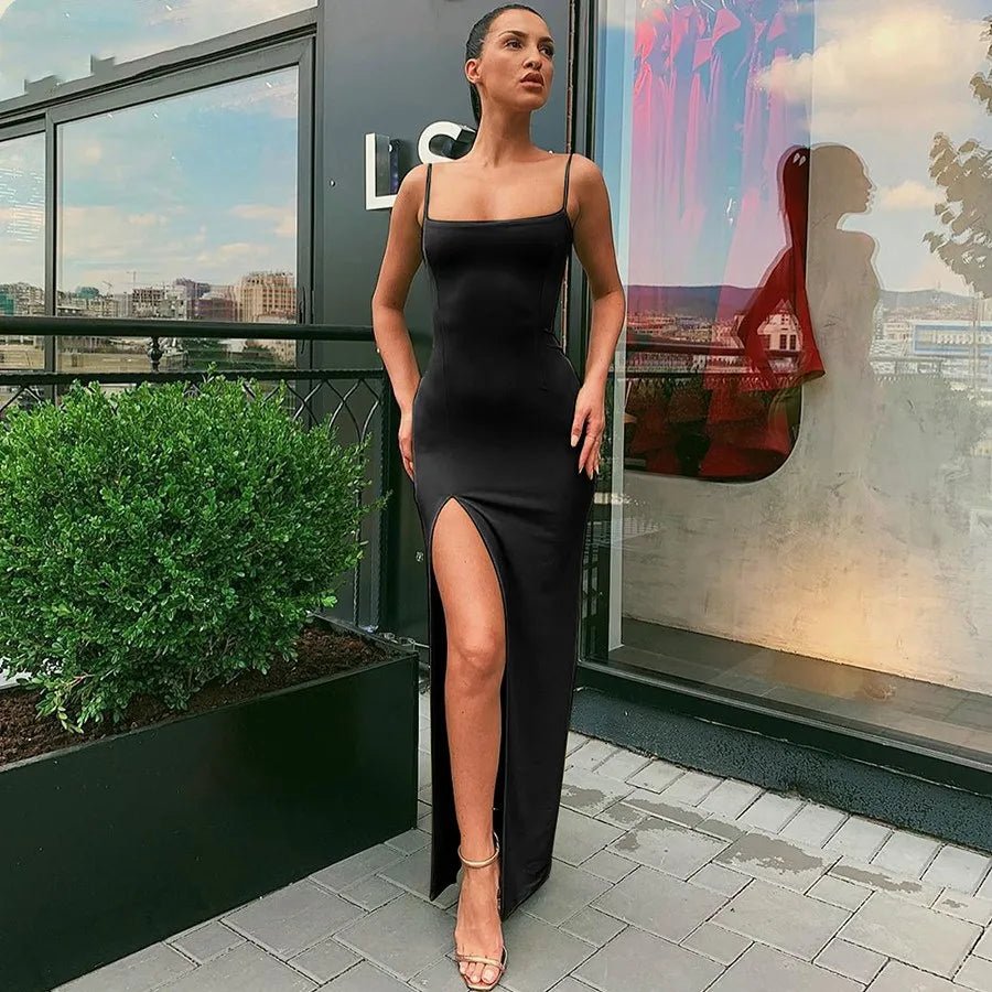 Summer Hot selling Women's Wear Slim Fit Off Back Sexy Split Dress with One Line Collar - Chrissy's Eye