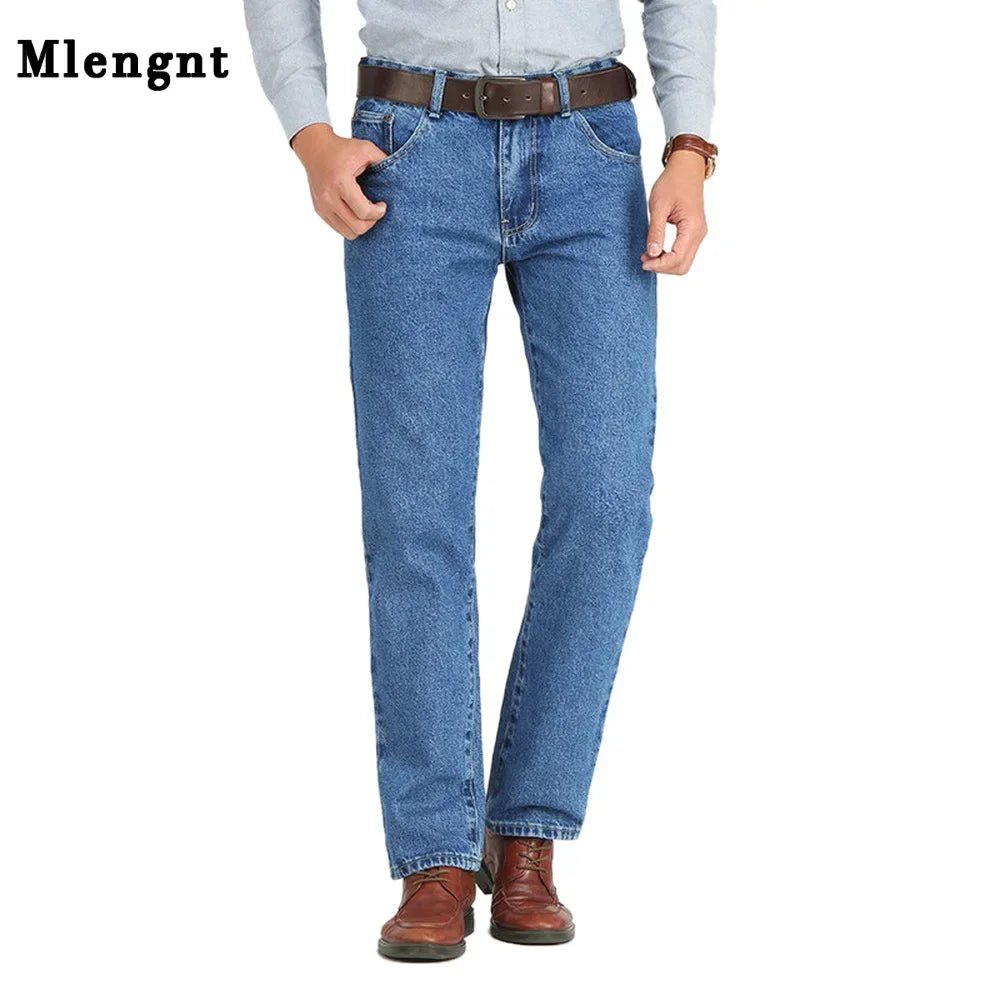 Men Business Jeans Classic Spring Autumn Male Cotton Straight Stretch Brand Denim Pants Summer Overalls Slim Fit Trousers 2021 - Chrissy's Eye