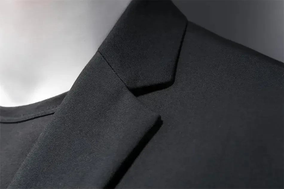 Men's Autumn Trendy Slim Suit Formal Subtlety Jacket Casual Business Pure Color Lapel Long Sleeve Light Luxury Suit Streetwear - Chrissy's Eye