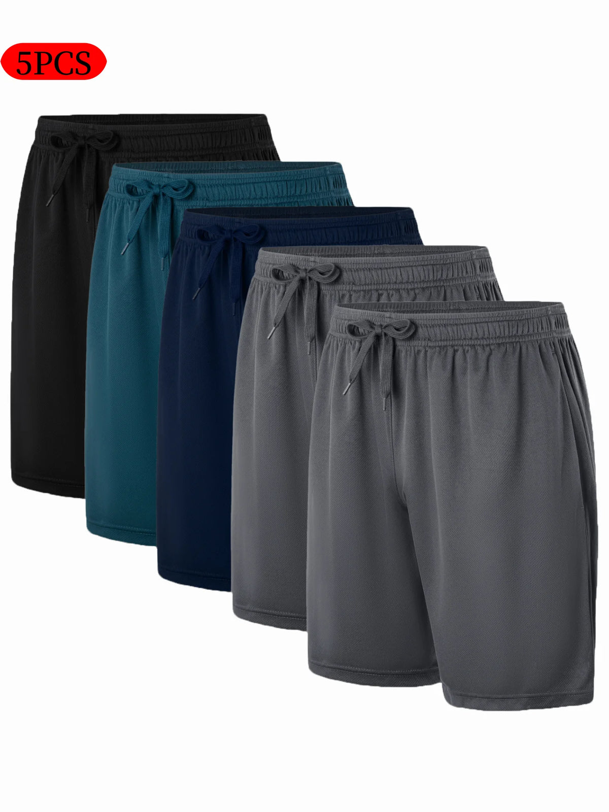 Five Piece Men's Casual Shorts With Drawstring Waistband Breathable Polyester Athletic Fit For Spring And Summer - Chrissy's Eye