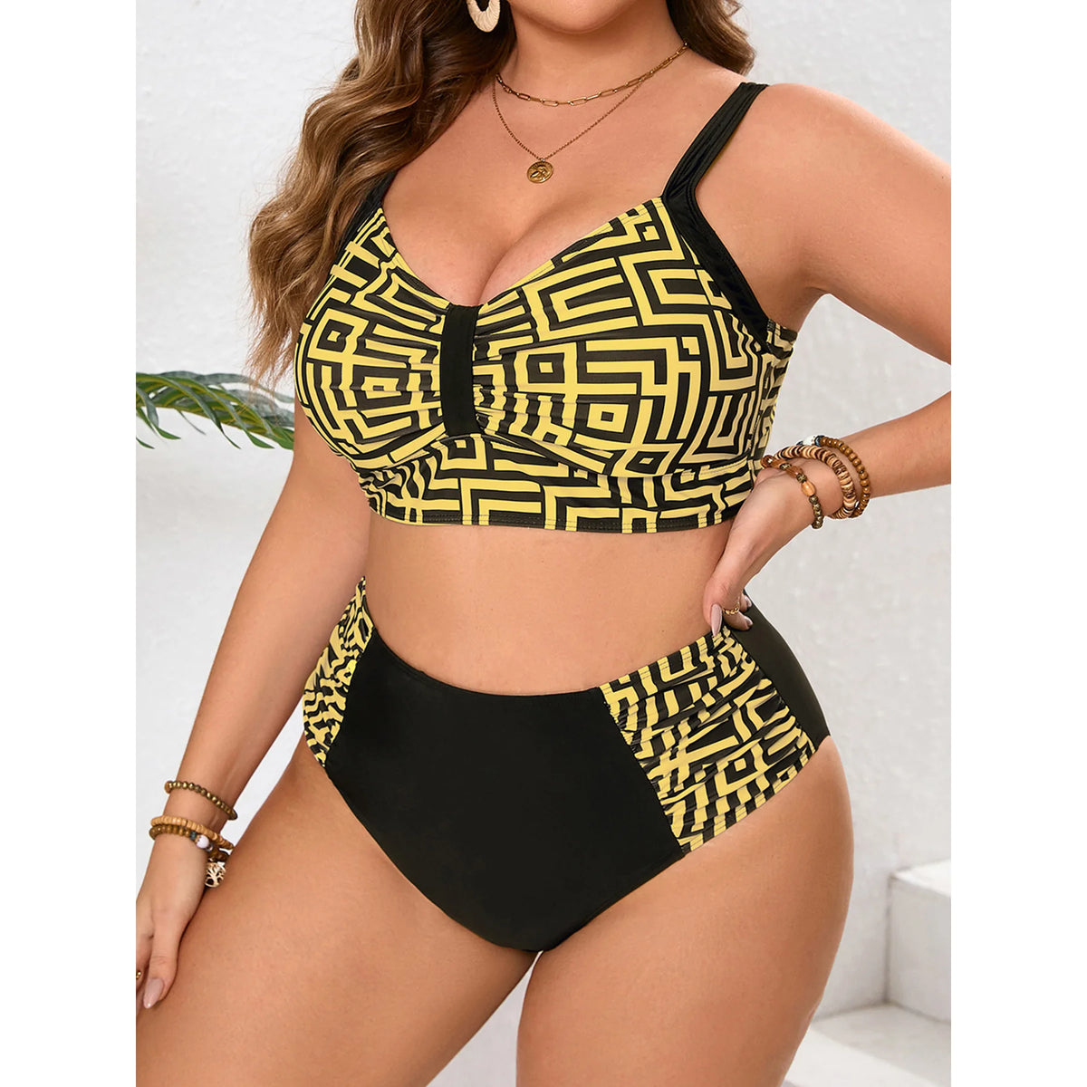 Plus Size High Waist Bikini Women's Push Up Large Size Swimsuit 2025 Summer Mujer Big Size Tummy Control Swimwear Bikini Sets - Chrissy's Eye