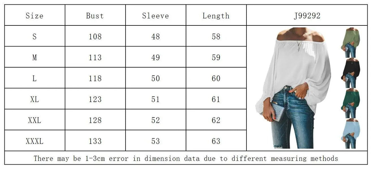 2024 off-shoulder tops for women autumn new one-shoulder solid color lantern sleeves loose long-sleeved T-shirt - Chrissy's Eye