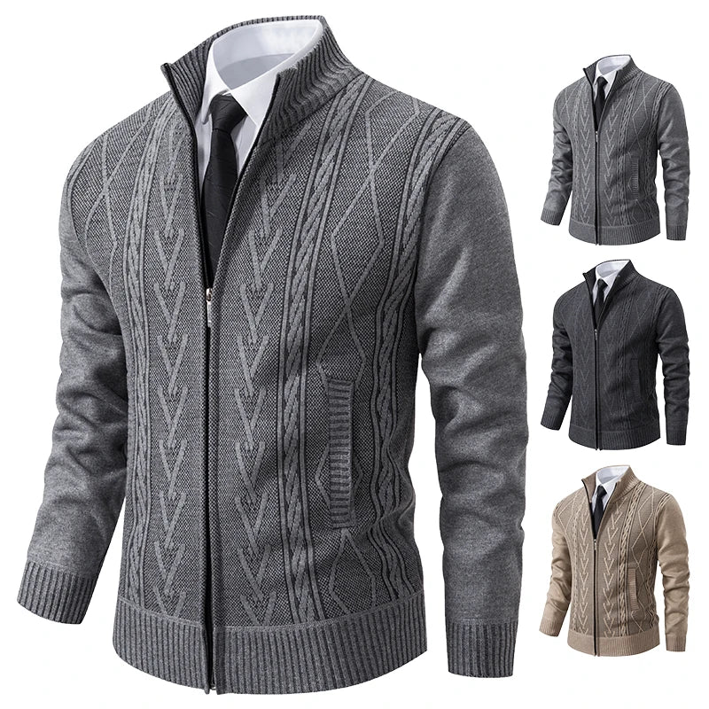 2023 autumn and winter new cashmere padded warm casual men's knitted sweater coat - Chrissy's Eye