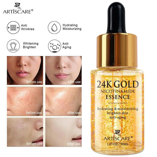 ARTISCARE Gold Niacinamide Face Essence 30mL for Dry Skin Moisturizing Hyaluronic Acid Serum - Chrissy's Eye