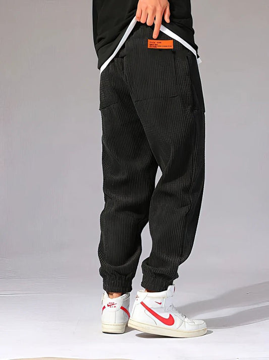 Autumn Winter Warm Motorcycle Jogger Corduroy Pants Men Tech Fleece Sweatpants Casual Harem Pants Male Sport Thermal Trousers - Chrissy's Eye