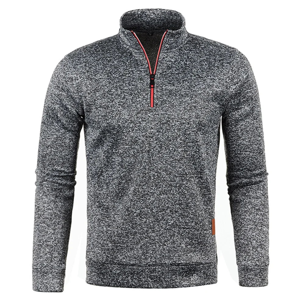 Men Sweatshirts Spring Thicker Pullover Half Zipper Pullover for Male Hoody Outdoor Sweatshir Autumn Solid Color Turtleneck Swea - Chrissy's Eye