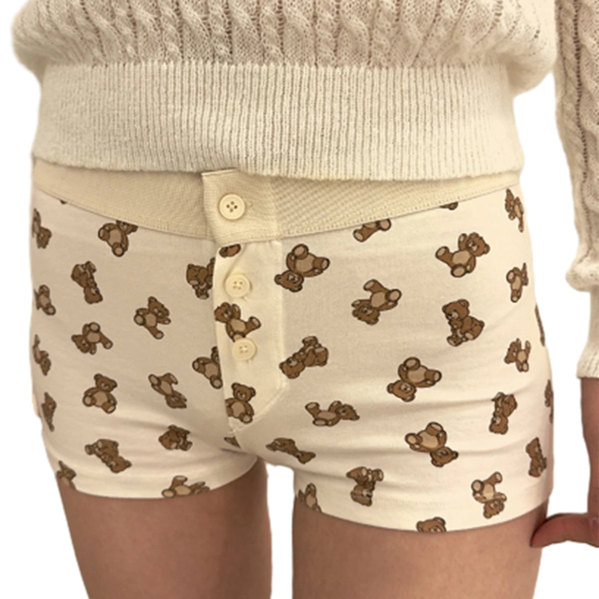 Combhasaki Womens Loungewear Shorts Y2K Vintage Elastic Low Waist Button Closure Graphic Printed Aesthetic Slim Fit Bottoms - Chrissy's Eye