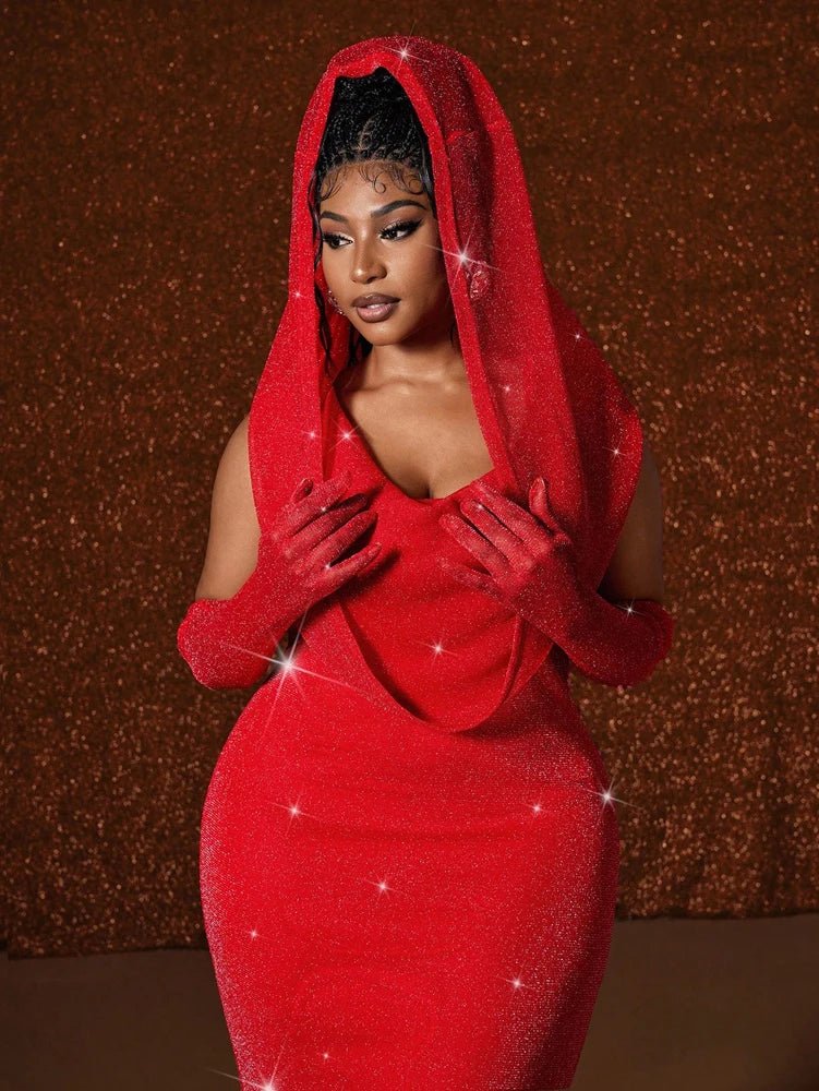 Plus Size Hat Sexy Waistband Hot Gold Fish Tail Swing Long Solid Colour Fishtail Slim Package Hip Dress Hooded - Chrissy's Eye