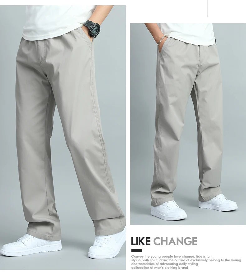 Big Size Mens Casual Pants Relaxed Fit Cotton Trousers Elastic Waist Drawstring Sweatpants Mens Jogger Pants Summer Spring - Chrissy's Eye