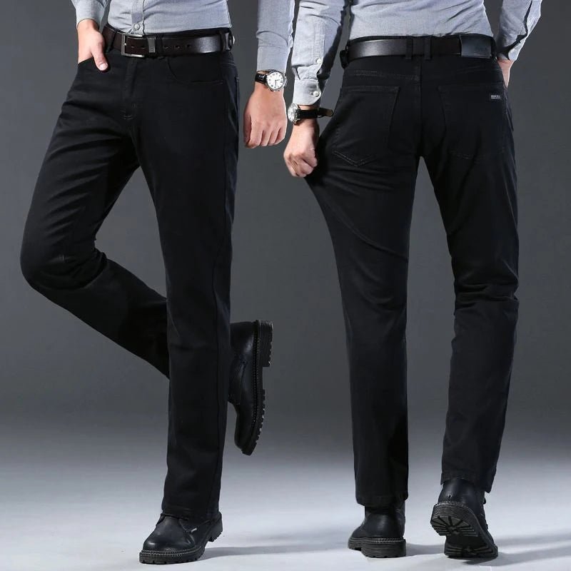 Men's classic high-end fashion versatile jeans, soft and slightly elastic black business denim pants, stylish upper body - Chrissy's Eye