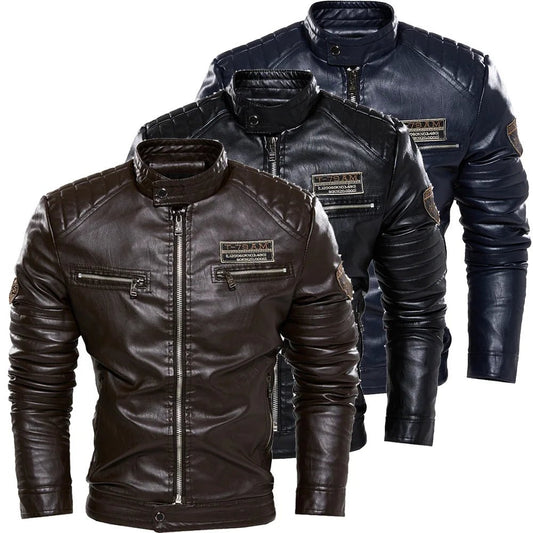 Men's Slim-Fit Faux-Leather Zip-Up Jacket - Chrissy's Eye