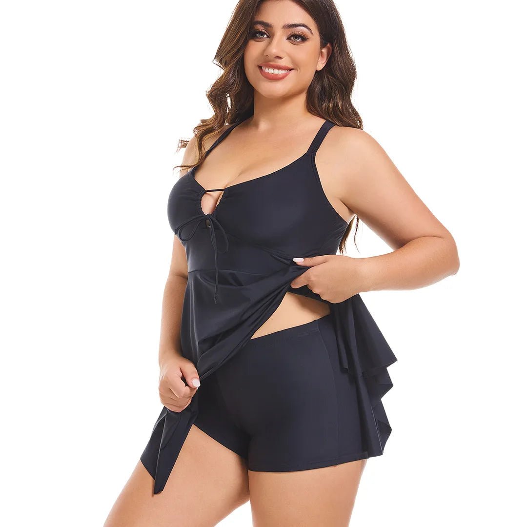 Plus Size Two Pieces Set Women's Swimsuit 2025 Beach Outfits Swimwear Tankini Beach Dresses - Chrissy's Eye