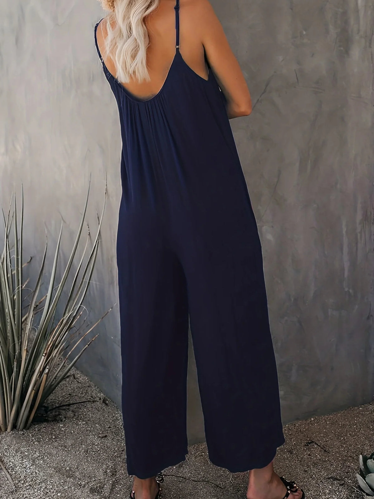 Plus Size Women's 2025 Summer Jumpsuit - Sleeveless Wide Leg Romper with Side Pockets, Casual One Piece Outfit - Chrissy's Eye
