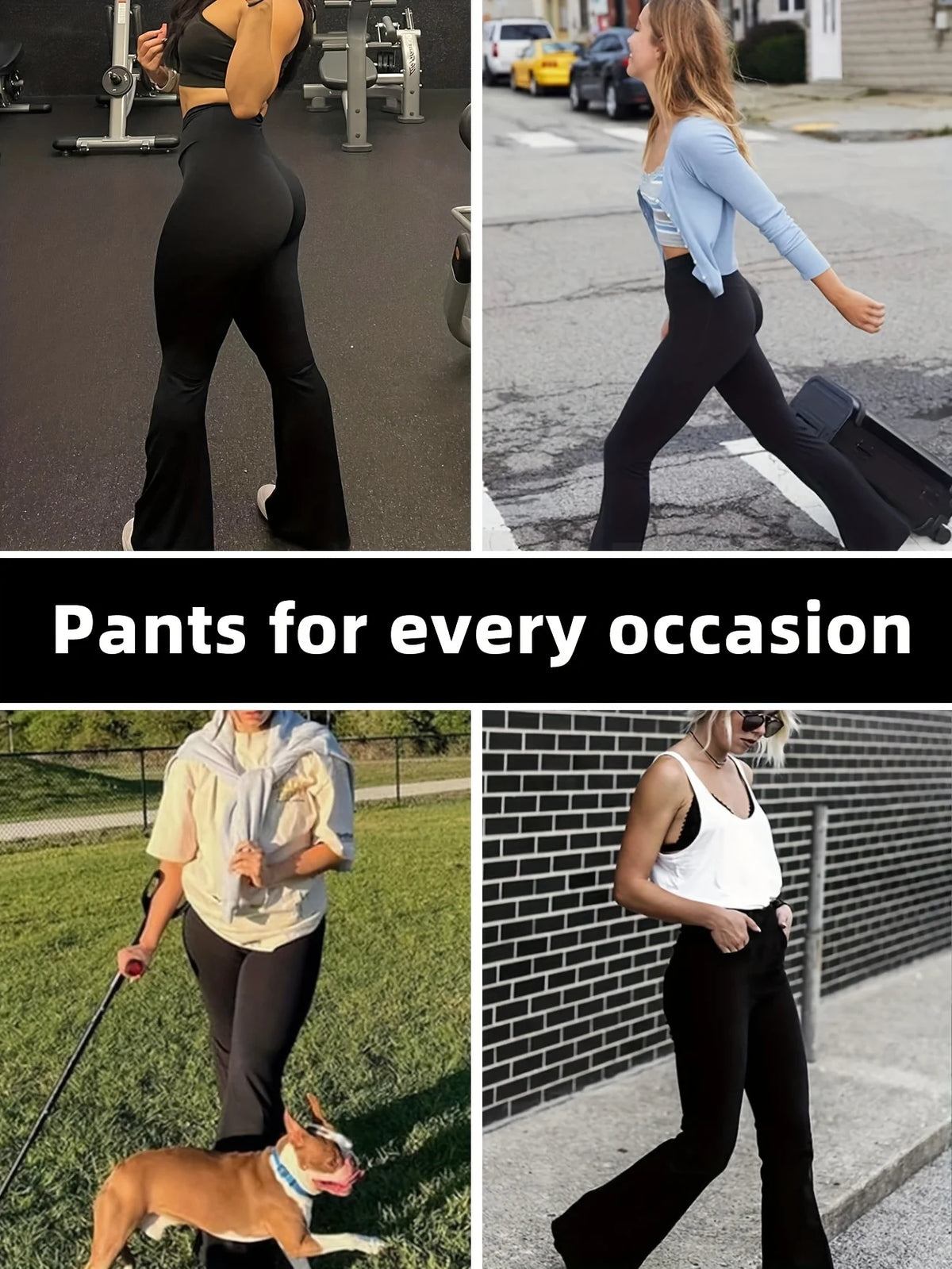 Women's spring and summer high waisted tight fitting flared pants, slim leg long black pants, thin wide leg pants for slim women - Chrissy's Eye
