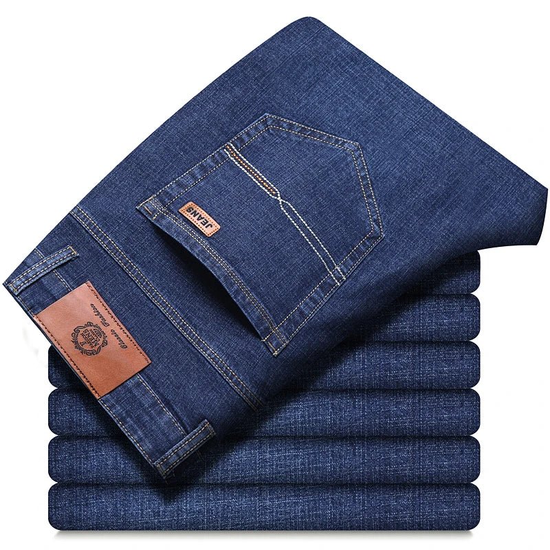 Men's classic high-end fashion versatile jeans, soft and slightly elastic black business denim pants, stylish upper body - Chrissy's Eye