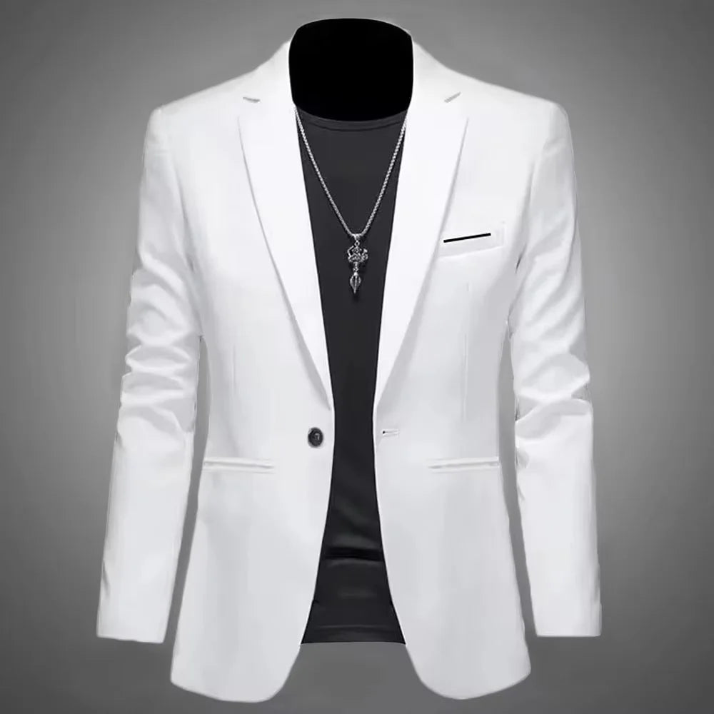 Men's Trendy Leisure Boutique Suit Jacket Autumn Casual Business Slim Fit Non-ironing Single Button Suit Solid Formal Blouse - Chrissy's Eye