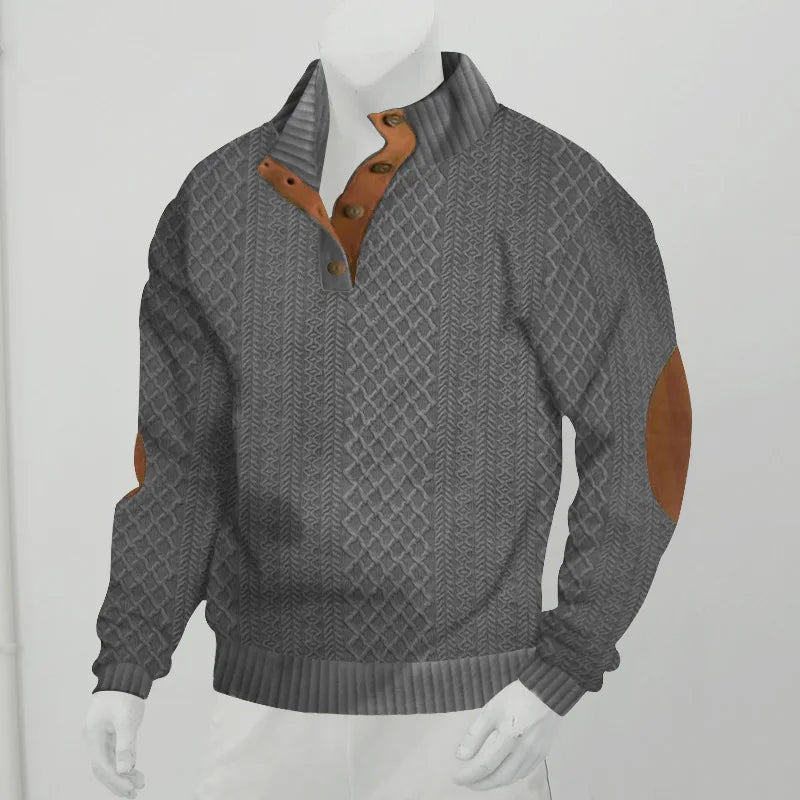 2024 cross-border hot-selling autumn and winter men's casual stand-up collar long-sleeved jacquard knitted pullover sweater - Chrissy's Eye