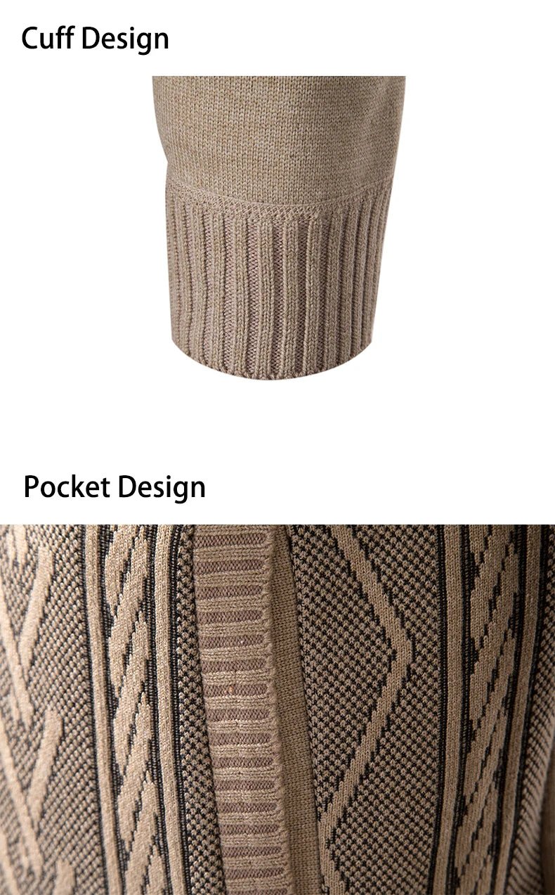 2023 autumn and winter new cashmere padded warm casual men's knitted sweater coat - Chrissy's Eye