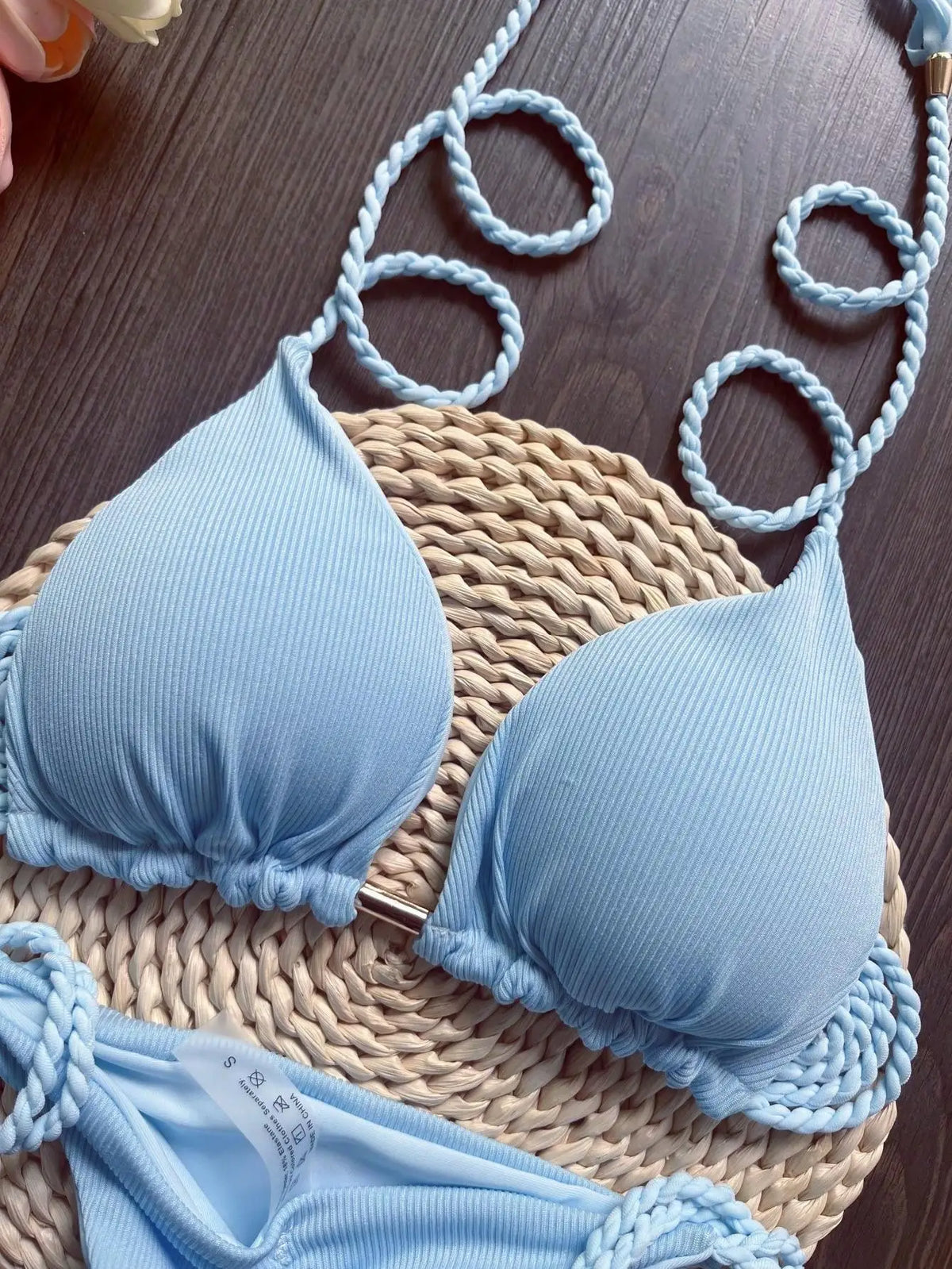 RUOTONSEPT 2024 Sexy Women Swimsuit Braiding rope Bikini Set Two-piece Triangle Solid Swimwear Bathing Suit Brazilian Biquinis - Chrissy's Eye