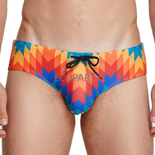Men Surfing Shorts,Male Swimsuit,Surf Wear,Sports Swimwear,Geometric Printed Men Triangular Swimming Pants For Hot Spring Bath - Chrissy's Eye