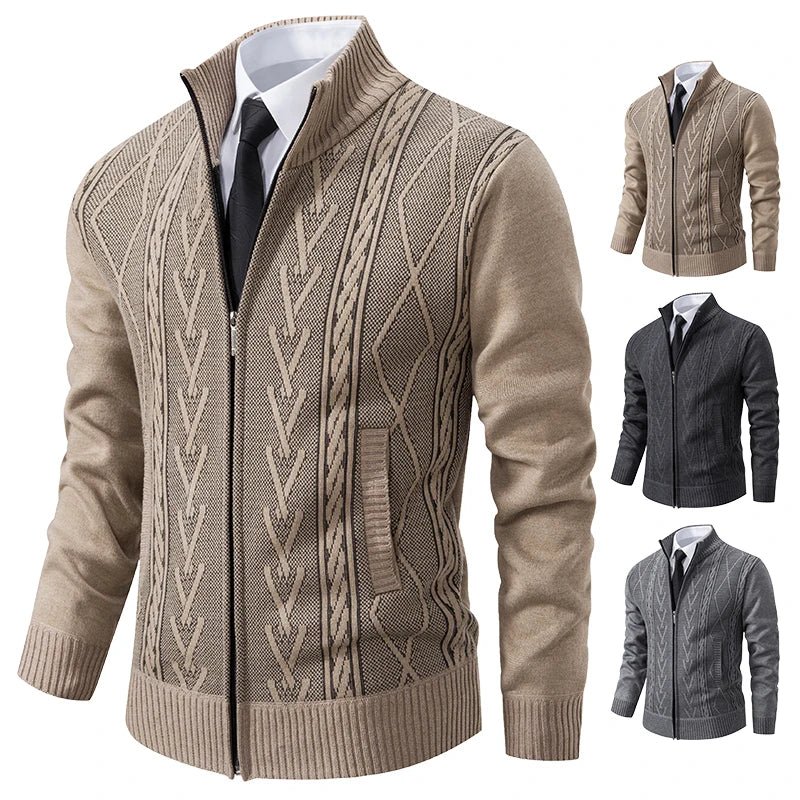 2023 autumn and winter new cashmere padded warm casual men's knitted sweater coat - Chrissy's Eye