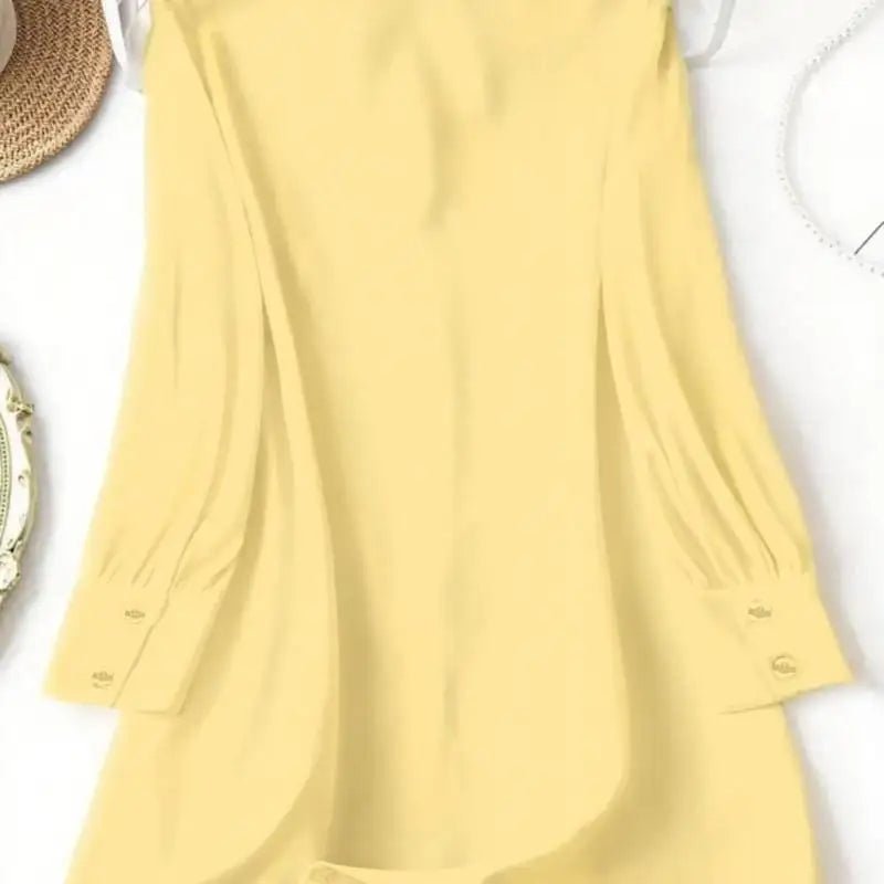 French High-End Style Plus-Size Casual Shirt | Loose Laid-Back, Silk-Like Lapel Long-Sleeve Blouse - Chrissy's Eye
