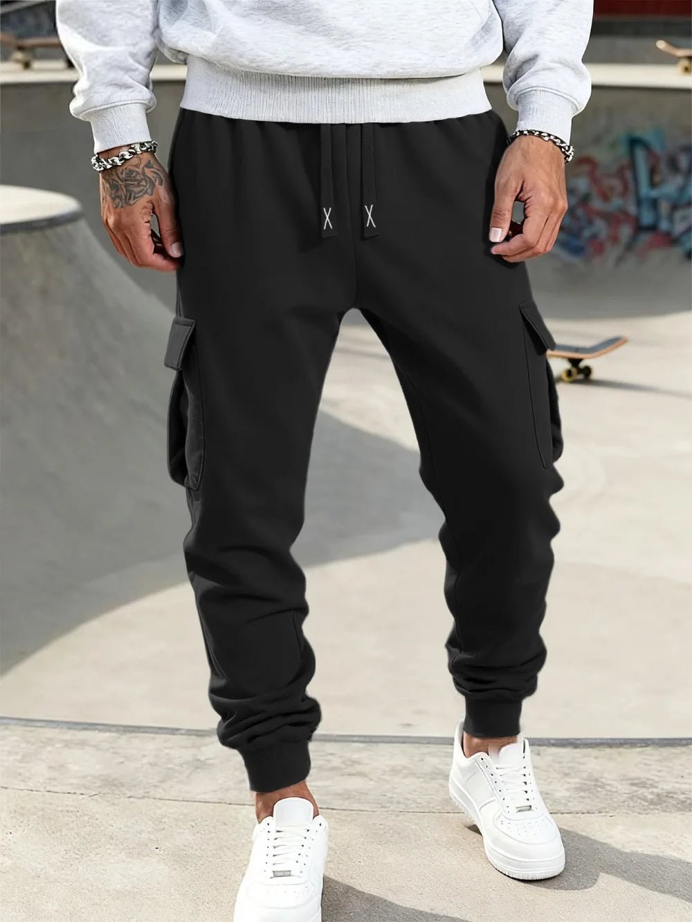 Mens Casual Pants Spring Autumn Sweatpants Drawstring Solid Color Workout Long Pants Fashion Gym Trousers with Pockets - Chrissy's Eye
