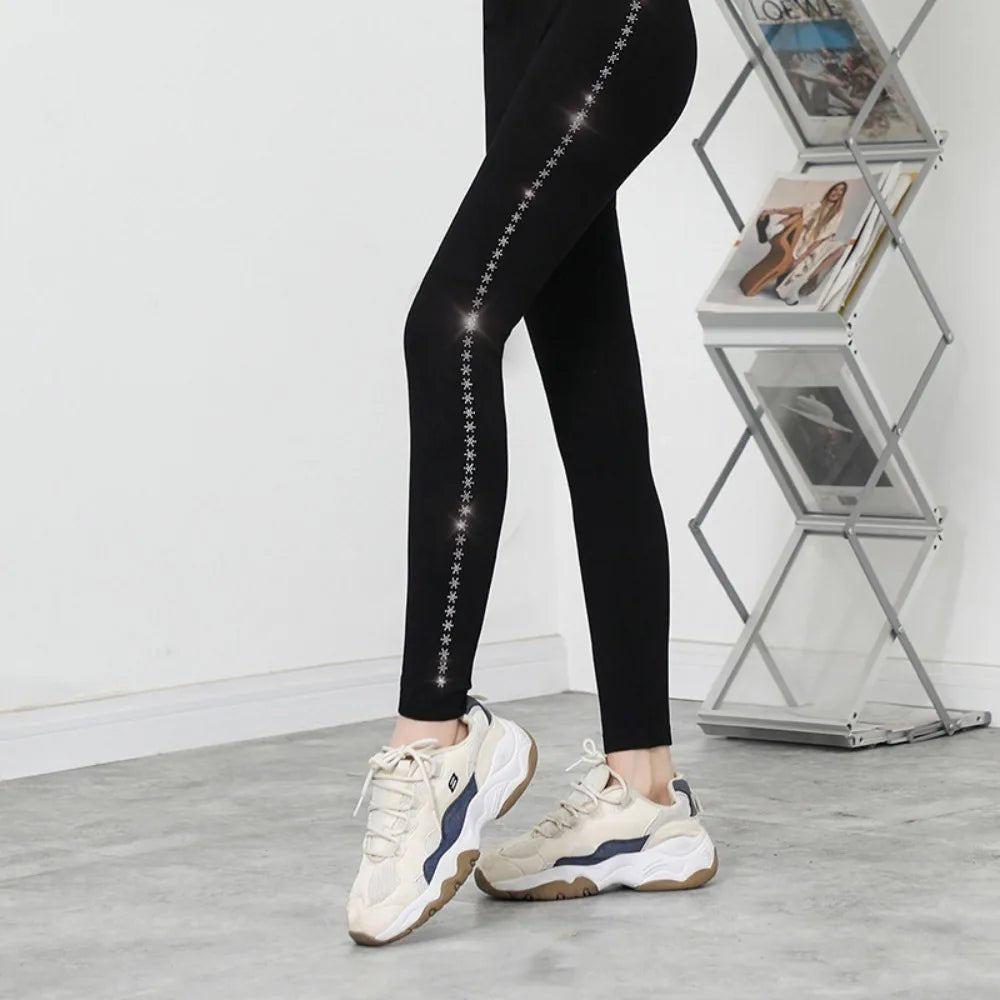 Bright Drill Glitter Leggings High Waist Super Elastic Diamonds Glitter Pants Thicken Harem Pants Leisure Glitter Pant Office - Chrissy's Eye