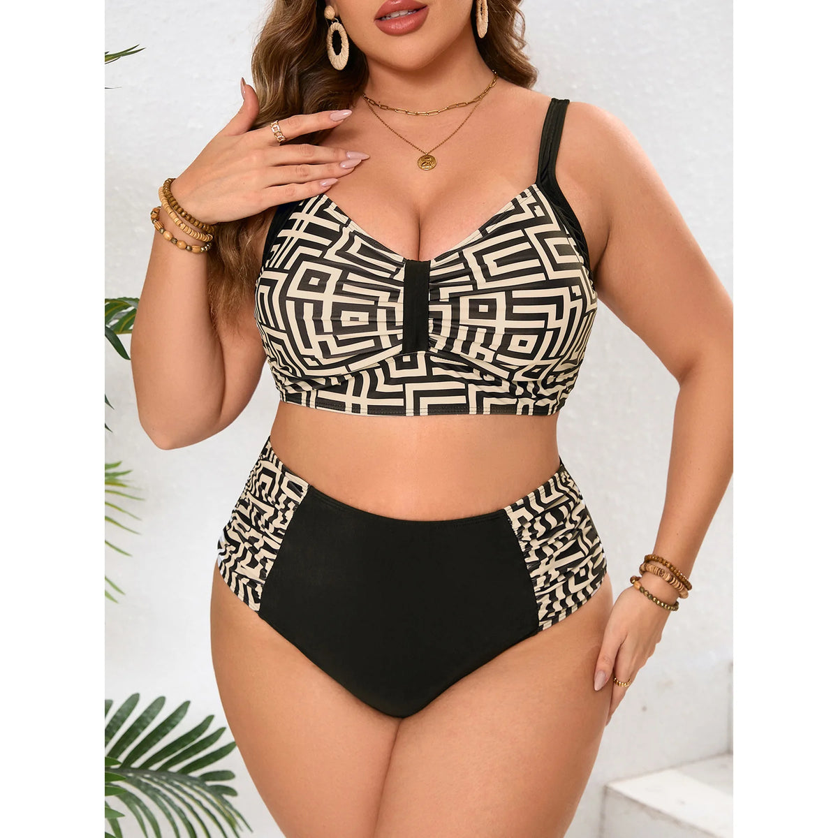 Plus Size High Waist Bikini Women's Push Up Large Size Swimsuit 2025 Summer Mujer Big Size Tummy Control Swimwear Bikini Sets - Chrissy's Eye