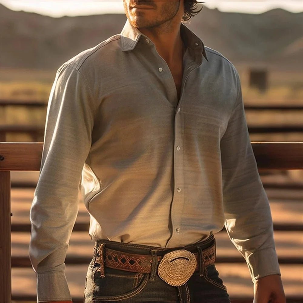 Men's Two-Tone Western-Style Button-Up Shirt - Chrissy's Eye