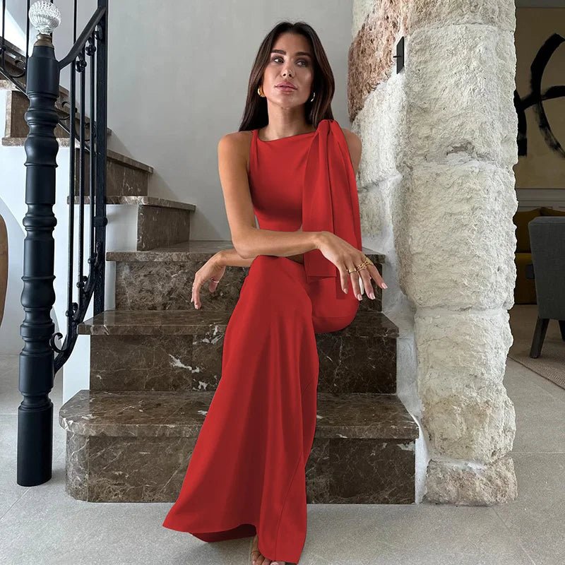 Hugcitar Fashion Solid O Neck Sleeveless Patchwork Sexy Bodycon Maxi Prom Dress Summer Women Clothes Party Festival Club Y2K - Chrissy's Eye