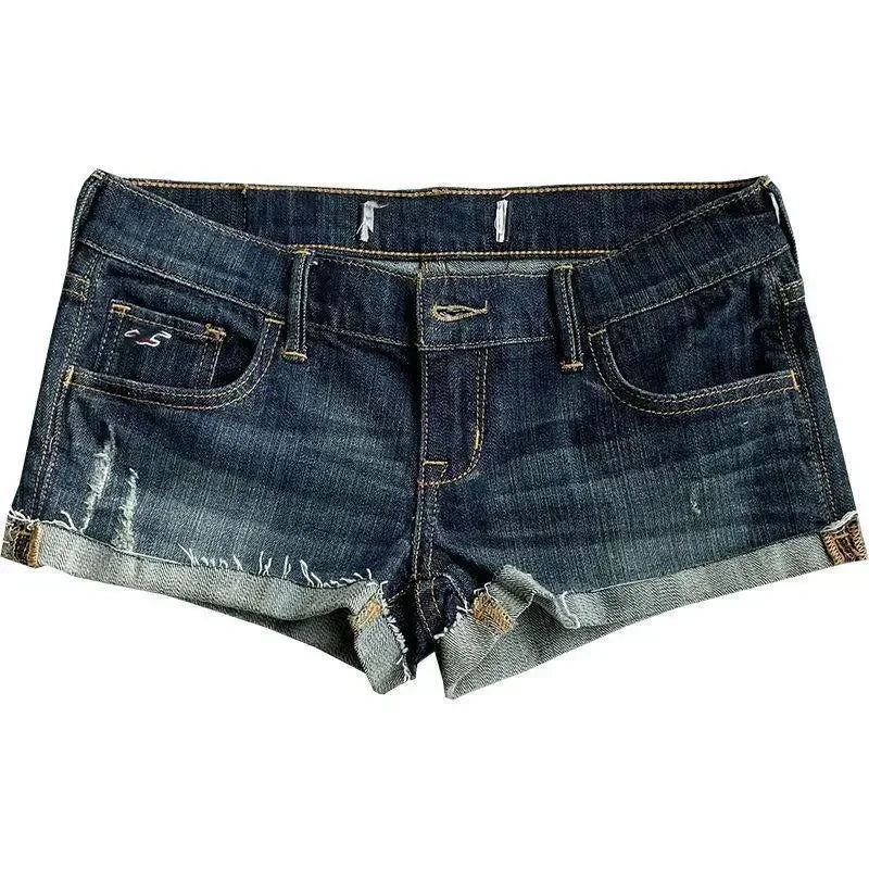 Summer New Female Fashion Hot Girl Street Casual Hip Wrap Sexy Mini Shorts Women's Low Rise Elastic Tight Curled Denim Shorts - Chrissy's Eye