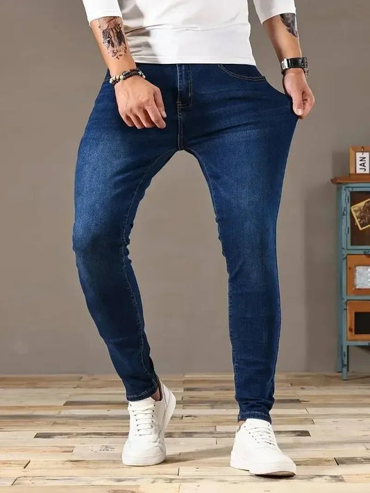 2025 Spring New Mens Slim Fit Classic Skinny Jeans Casual Street Style Casual Mens Skinny Jeans Male Slim Fit Pencil Denim Blue - Chrissy's Eye