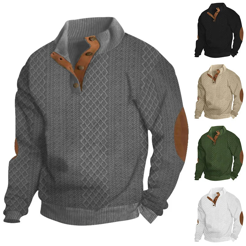 2024 cross-border hot-selling autumn and winter men's casual stand-up collar long-sleeved jacquard knitted pullover sweater - Chrissy's Eye