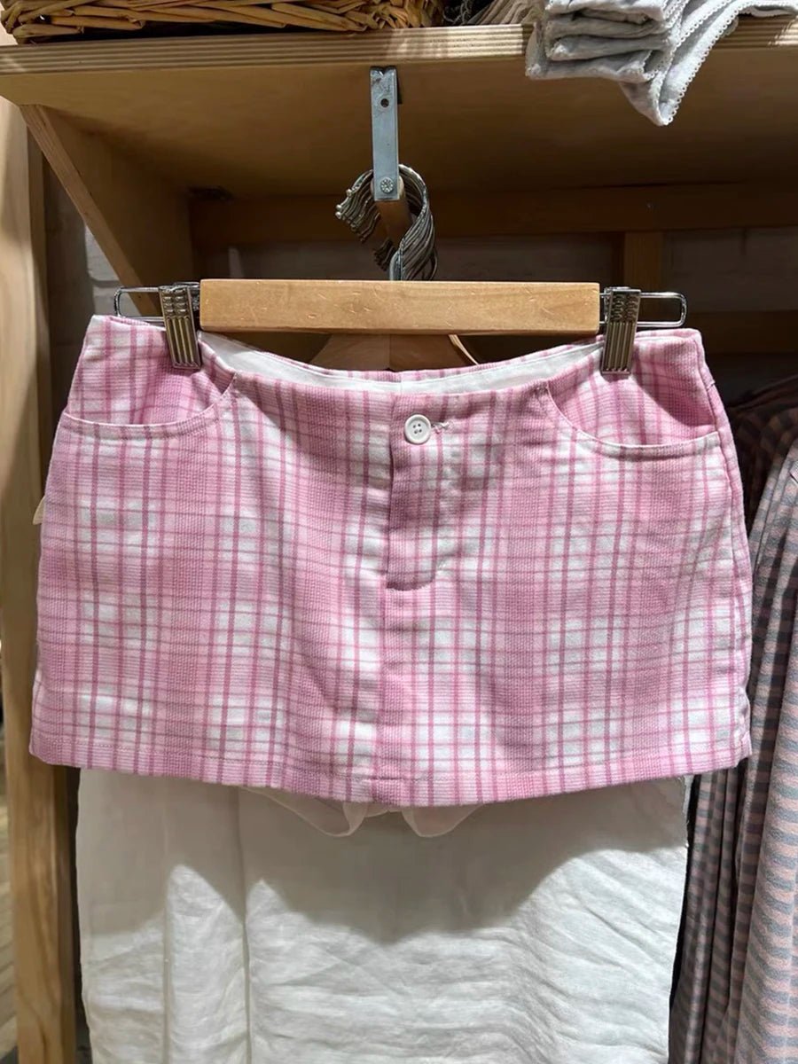 Women's Vintage Low Waist Denim Skirts Casual Chic Pockets A-line Mini Skirts - Chrissy's Eye