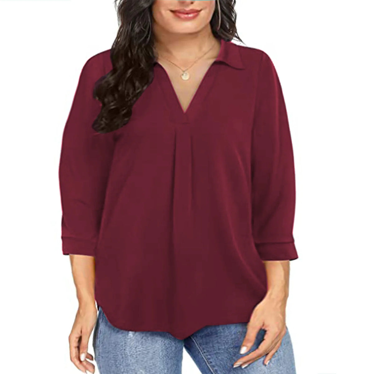 Women's 1XL-5XL Plus Size Chiffon women's pullover oversized loose V-neck shirt top plus size women clothing - Chrissy's Eye
