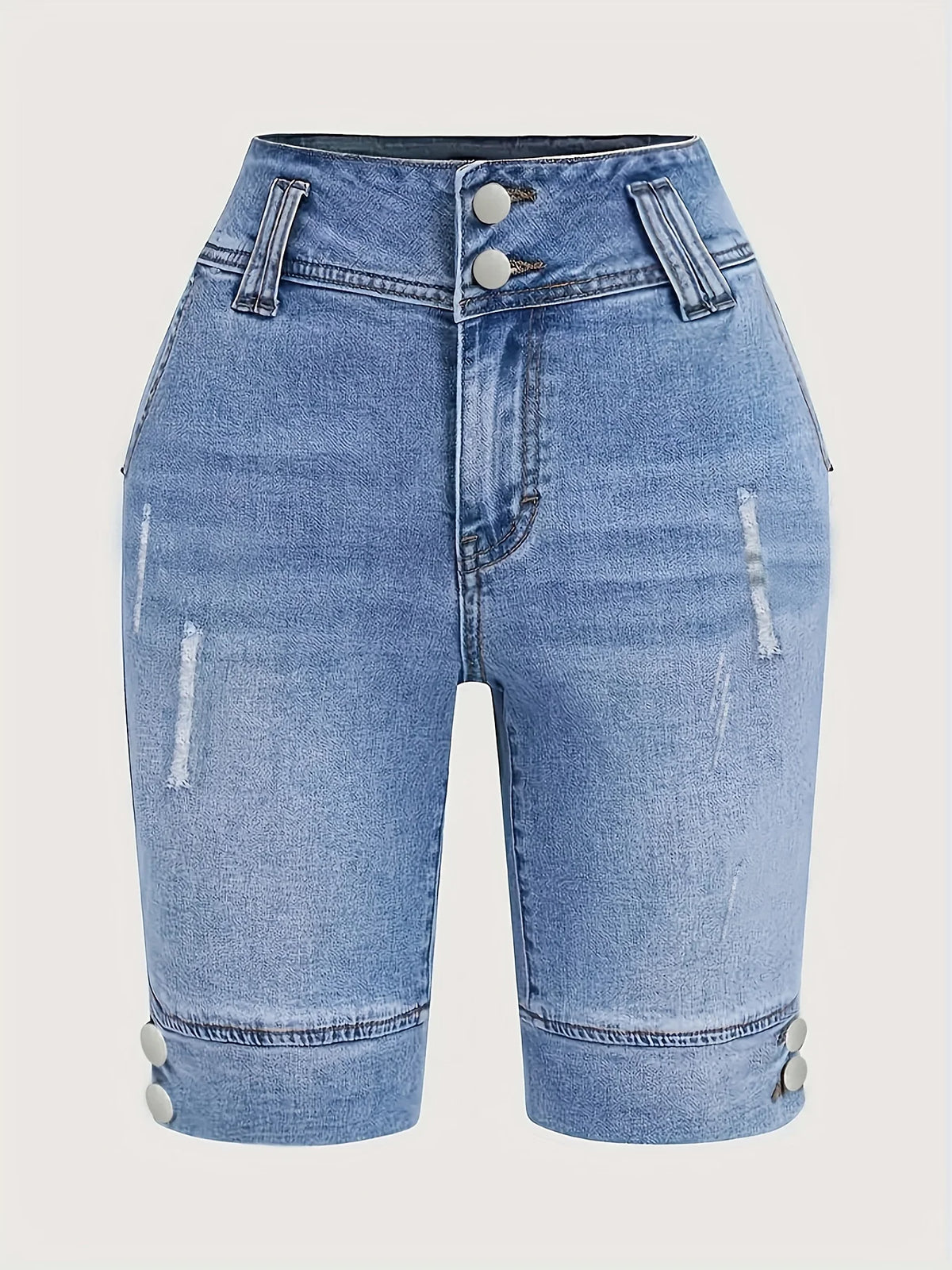 Ladies' Blue Double-Buckle Waist Slim Fit Jeans - Chrissy's Eye