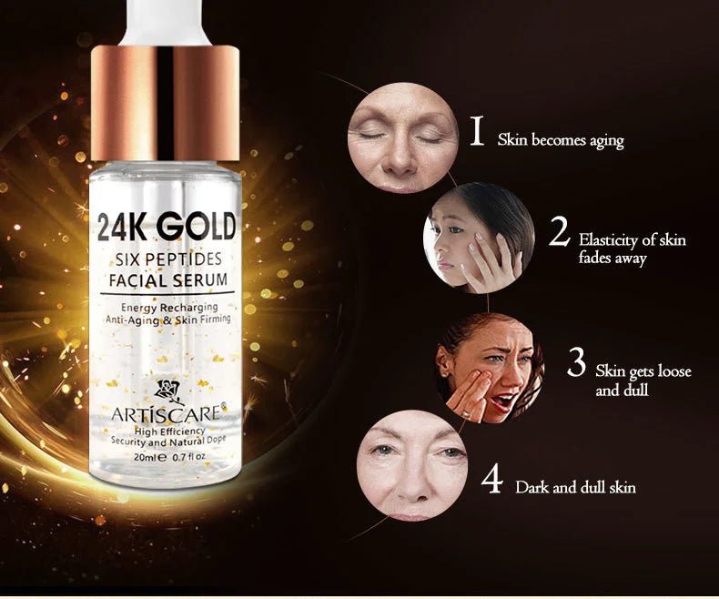 ARTISCARE Nicotinamide + Platinum + 24k Gold Six Peptides Serum 3pcs Moisturizing Smoothing Essence for Face Care - Chrissy's Eye