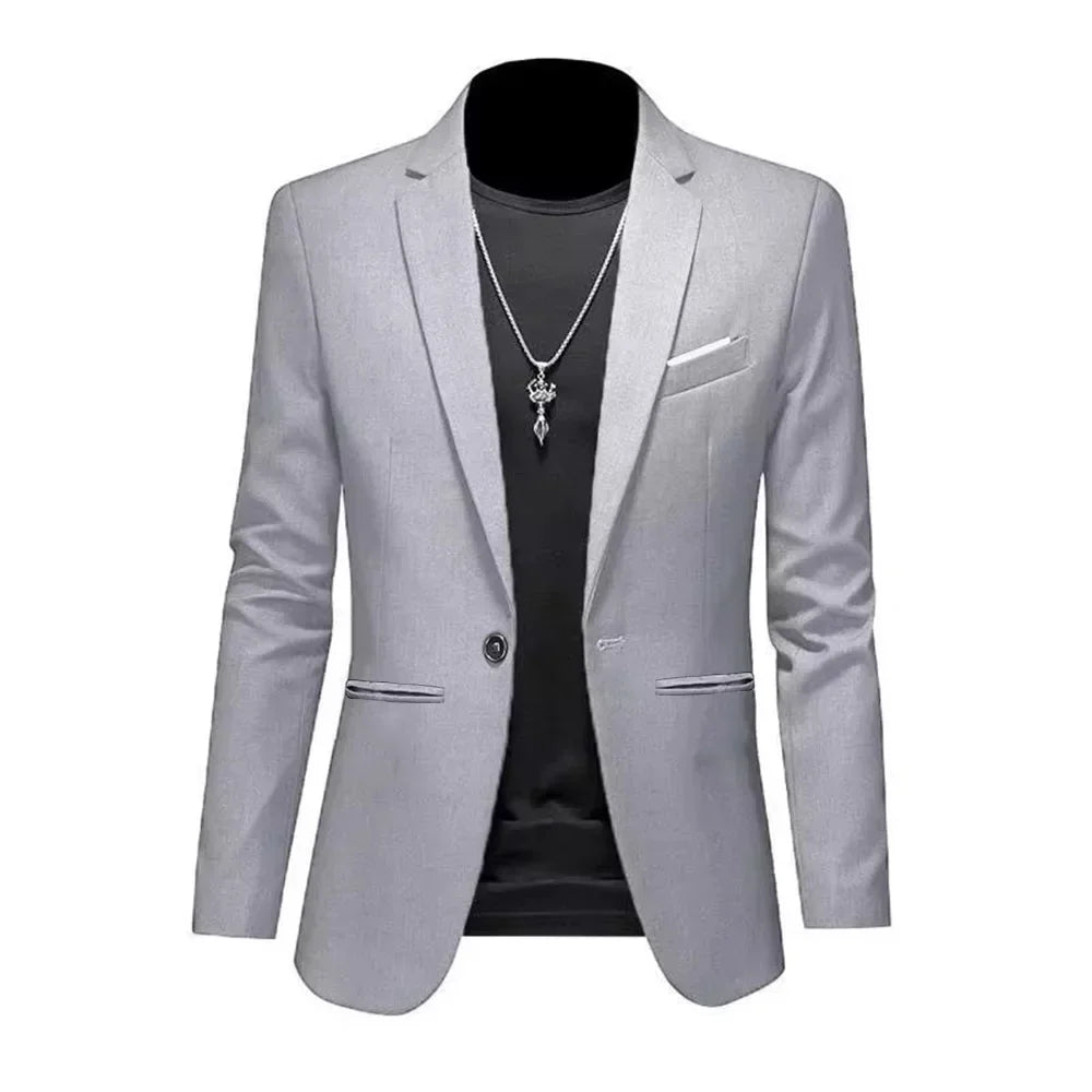 Men's Trendy Leisure Boutique Suit Jacket Autumn Casual Business Slim Fit Non-ironing Single Button Suit Solid Formal Blouse - Chrissy's Eye