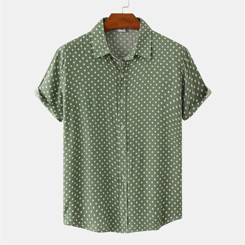 New Solid Colored Dots Hawaiian Shirt Men Casual Short Sleeves Summer 3d Printed Button Blouse Tops Party Street Button Shirts - Chrissy's Eye