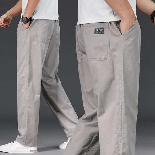 Big Size Mens Casual Pants Relaxed Fit Cotton Trousers Elastic Waist Drawstring Sweatpants Mens Jogger Pants Summer Spring - Chrissy's Eye