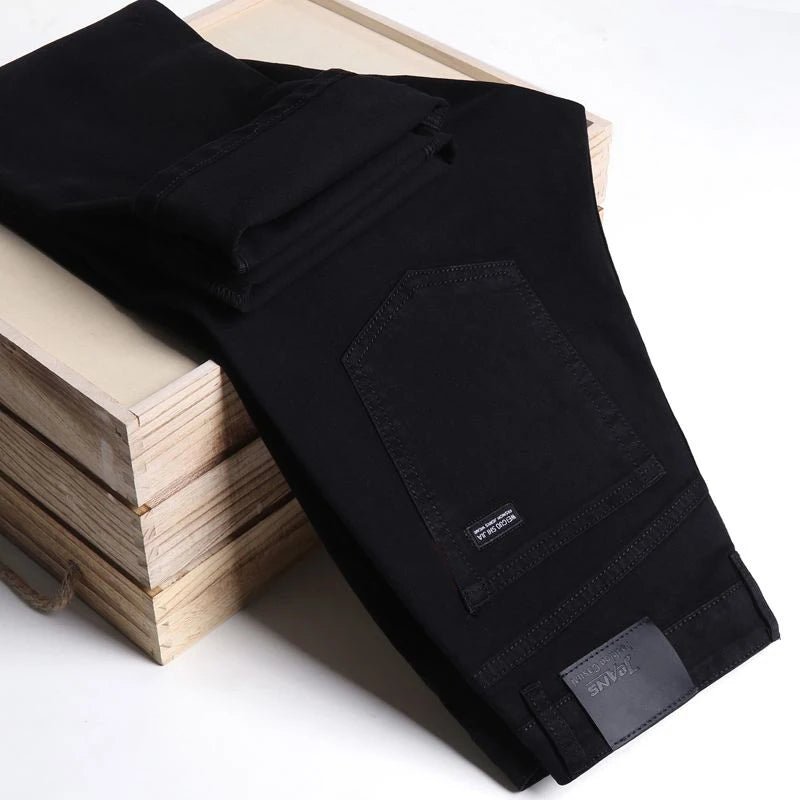 Men's classic high-end fashion versatile jeans, soft and slightly elastic black business denim pants, stylish upper body - Chrissy's Eye
