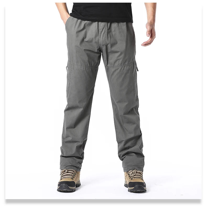 High Quality Men's Cotton Cargo Pants Casual Multiple Pocket Tacitcal Pants Spring Autumn Outdoor Camping Hiking Work Pants - Chrissy's Eye