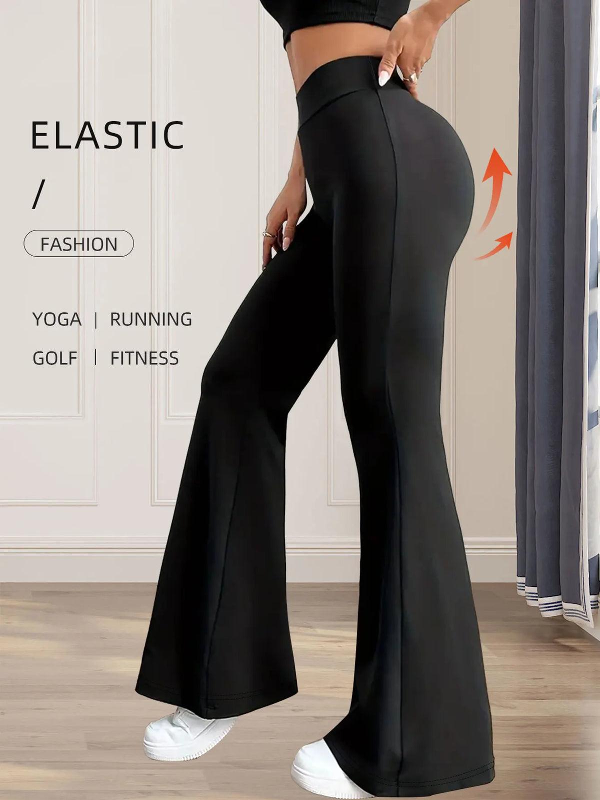 Women's spring and summer high waisted tight fitting flared pants, slim leg long black pants, thin wide leg pants for slim women - Chrissy's Eye