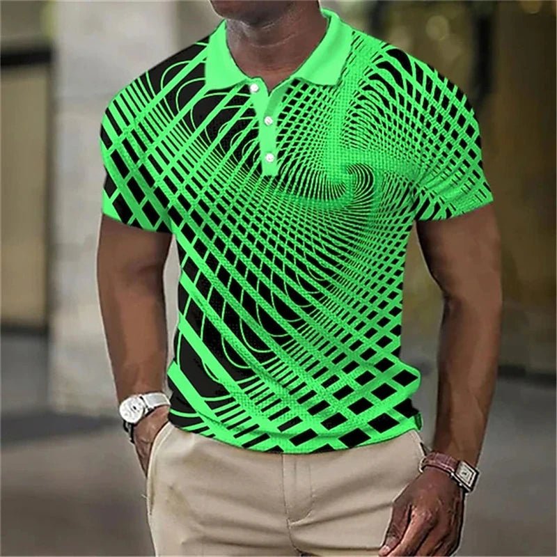 Summer Men's Collar Polo Shirt Golf Optical Illusion 3d Print Street Short Sleeves Print Clothing Designer Breathable Shirts - Chrissy's Eye